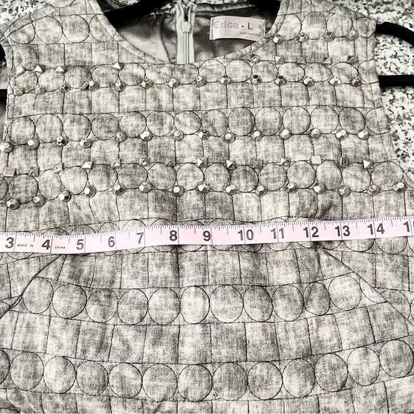 Erica Women’s Grey Quilted/ Studded/ Office Dress Large.. good condition. - Picture 10 of 11